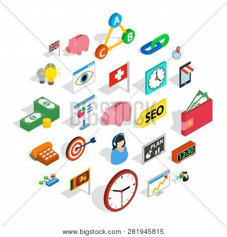 Tycoon Icons Set. Isometric Set Of 25 Tycoon Icons For Web Isolated On White Background