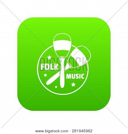 Maraca Icon Green Isolated On White Background