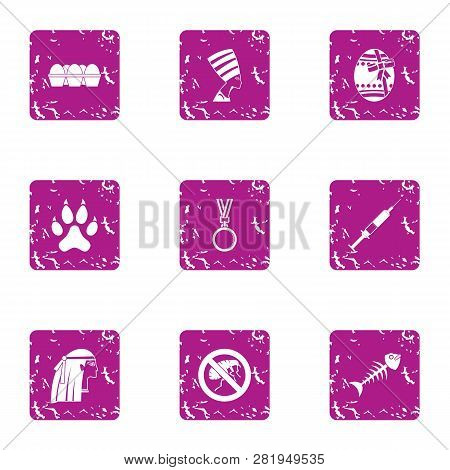 Credo Icons Set. Grunge Set Of 9 Credo Icons For Web Isolated On White Background