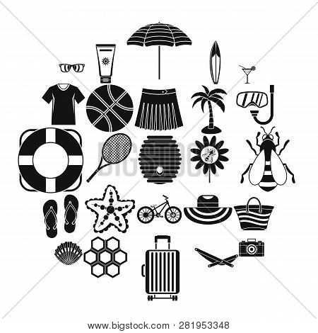 Summer Things Icons Set. Simple Set Of 25 Summer Things Icons For Web Isolated On White Background