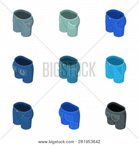 Pant Leg Icons Set. Isometric Set Of 9 Pant Leg Icons For Web Isolated On White Background