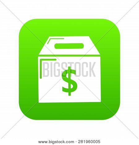 Box Money Icon Green Isolated On White Background