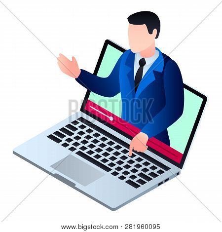 Start Video Webinar Icon. Isometric Of Start Video Webinar Vector Icon For Web Design Isolated On Wh