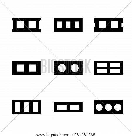 Set Icons Cinder Blocks, Black Silhouettes On A White Background. Flat Style, Vector Illustration.