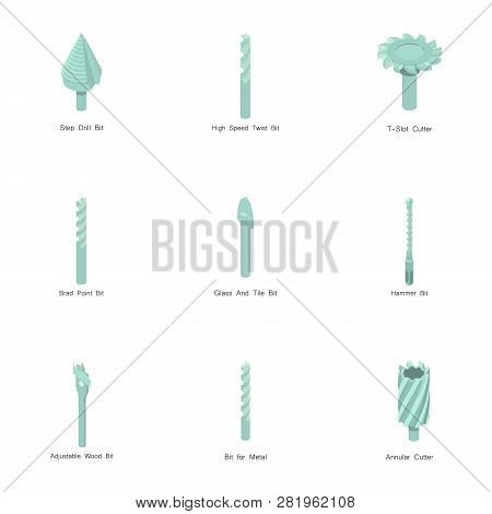 Auger Icons Set. Cartoon Set Of 9 Auger Icons For Web Isolated On White Background