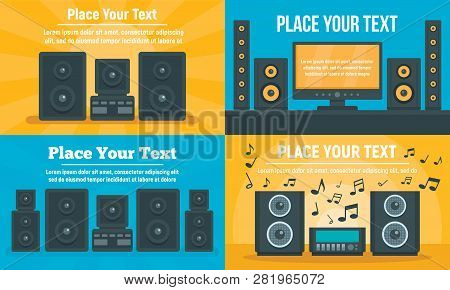 Stereo System Banner Set. Flat Illustration Of Stereo System Vector Banner Set For Web Design