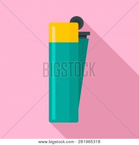 Gasoline Cigarette Lighter Icon. Flat Illustration Of Gasoline Cigarette Lighter Vector Icon For Web