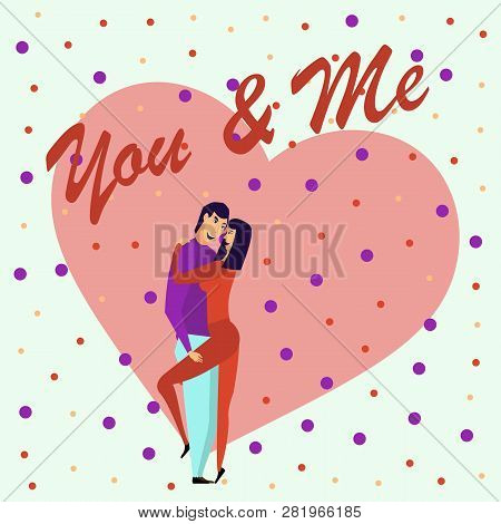 Greeting Card With Lovers. Young Men And Women Characters