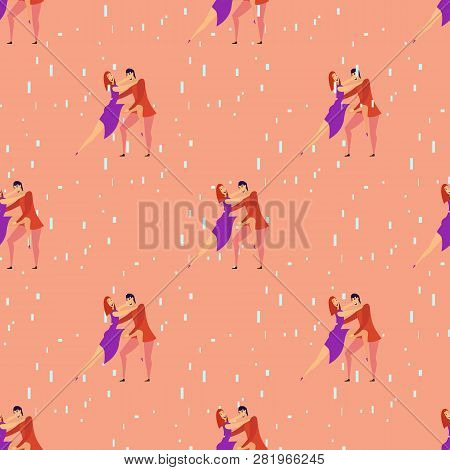 Seamless Pattern With Lovers B Cartoons Characters And Girl