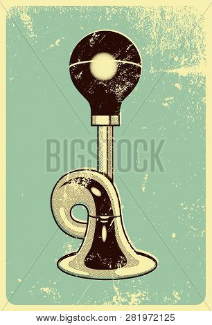 Klaxon Typographic Retro Grunge Poster Design. Vector Illustration.