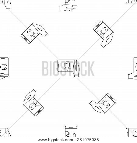 Man Take Selfie Phone Pattern Seamless Vector Repeat Geometric For Any Web Design