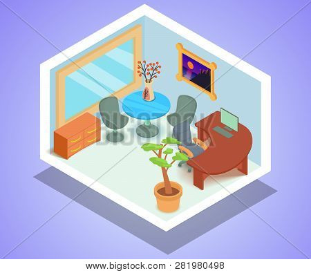 Bureau Concept Banner. Isometric Banner Of Bureau Vector Concept For Web, Giftcard And Postcard