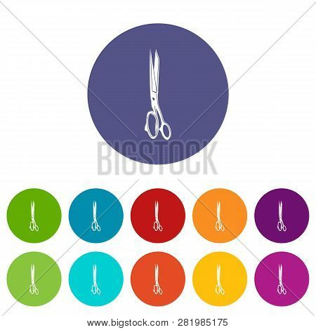 Big Medical Scissors Icons Color Set Vector For Any Web Design On White Background