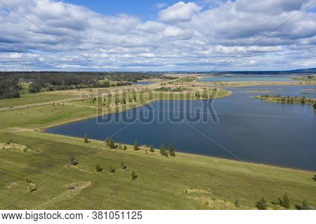 Aerial Photograph Of A Large Fresh Water Reservoir Near Castlereagh In New South Wales In Regional A