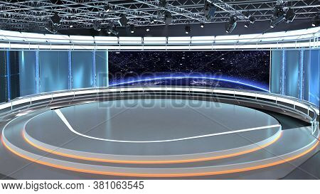 Virtual Tv Studio News Set 35-3. 3d Rendering.
Virtual Set Studio For Chroma Footage. Wherever You W