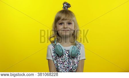 Extremely Happy Child Smiling, Feeling Carefree Joyful After Hearing Funny Joke, Silly Anecdote. Joy