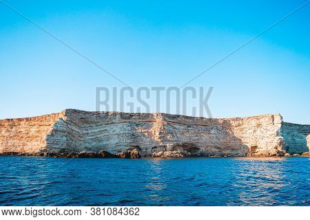 Beautiful Seascape. Amazing Composition Of Nature With Mountains And Cliffs.
