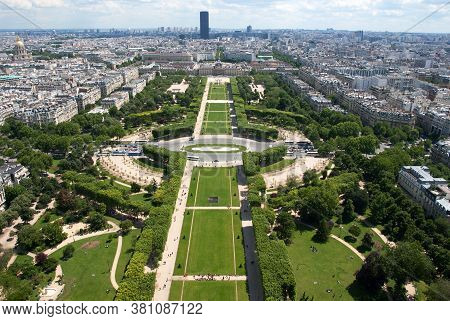 Champ De Mars, Paris, France, Captured From The Eiffel Tower