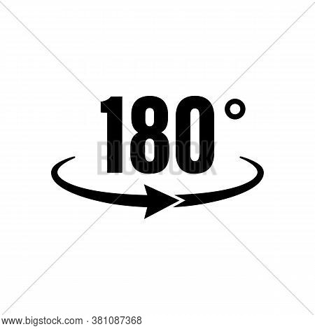 Angle 180 Degrees Icon. Geometry Math Symbol. Rotation Symbol. Vector On Isolated White Background. 