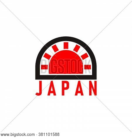 Sun Rays Japan Red Symbol Geometric Design Logo Vector