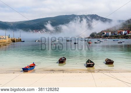 O Pindo, Spain - July 19, 2020: The Harbour Of O Pindo, A Picturesque Village In Costa Da Morte Or D