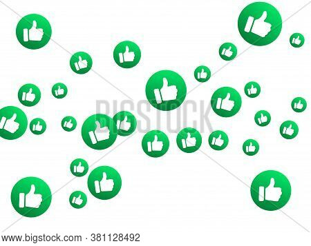 Thumbs Up Green Isolated Vector Like Social Media Signs. Recommendation Icons, Good Choice Labels. V