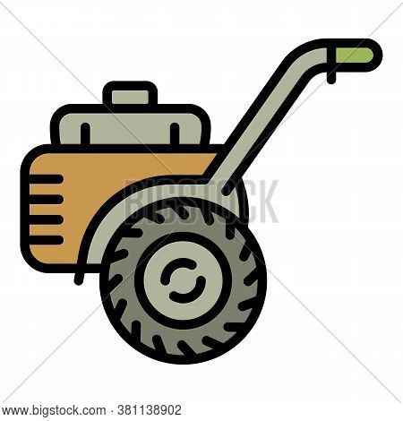 Farm Walk-behind Tractor Icon. Outline Farm Walk-behind Tractor Vector Icon For Web Design Isolated 