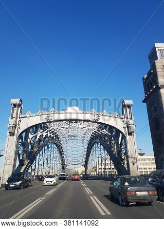 Bolsheokhtinsky Bridge Under A Blue Sky - Peter The Great Bridge