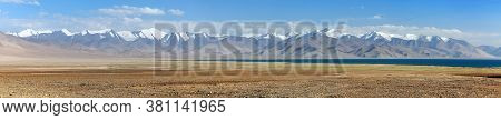 Pamir Highway Or Pamirskij Trakt, Pamir Mountains And Karakul Lake In Tajikistan. Landscape Around P