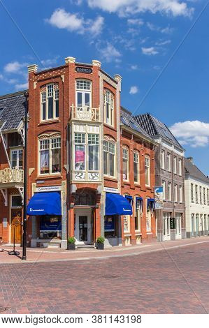 Assen, Netherlands - May 30, 2020: Traditional Old Houses In The City Center Of Assen, Netherlands