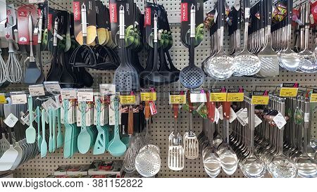 Russia, St. Petersburg 29.04.2020 Kitchen Utensils For Sale In A Supermarket