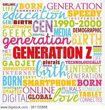 Generation Z Word Cloud Collage, Concept Background