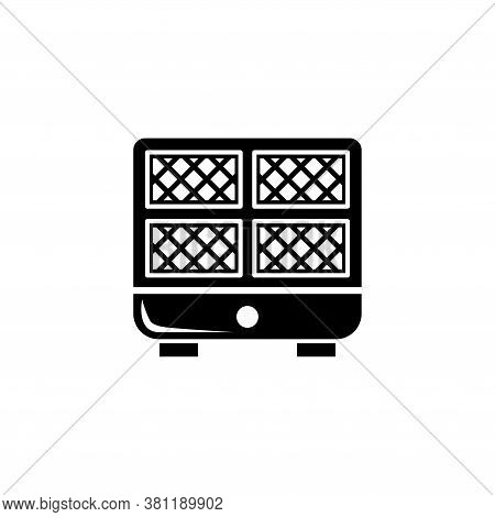 Waffle Iron Machine, Kitchen Waffle Maker. Flat Vector Icon Illustration. Simple Black Symbol On Whi