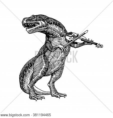 A Jurassic Reptile, A Dinosaur Playing A Classical Violin & Singing A Song, A Tyrannosaurus, A Preda