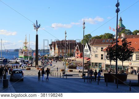 Stavanger, Norway - July 20, 2020: People Visit Borough Of Storhaug In Stavanger, Norway. Stavanger 