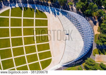 Riga - 20 July, 2020: Aerial View Of The Great Bandstand In Mezaparks In Riga, Latvia. Beautiful New