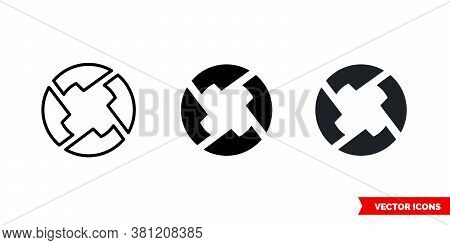 0x Cryptocurrency Icon Of 3 Types Color, Black And White, Outline. Isolated Vector Sign Symbol.