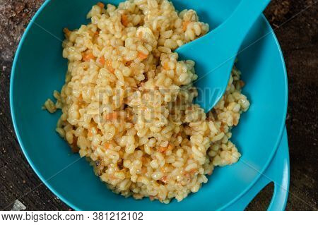 Freshly Cooked Bulgur In Nature. Bulgur Cooked On Fire.