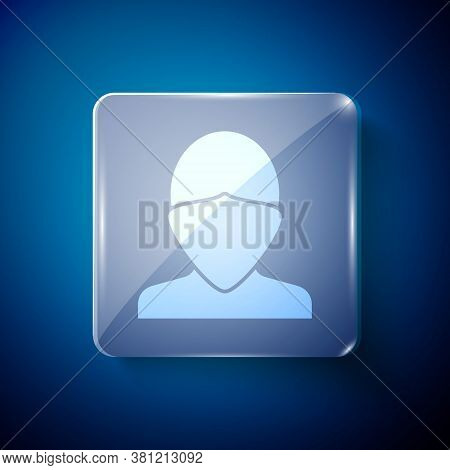 White Vandal Icon Isolated On Blue Background. Square Glass Panels. Vector