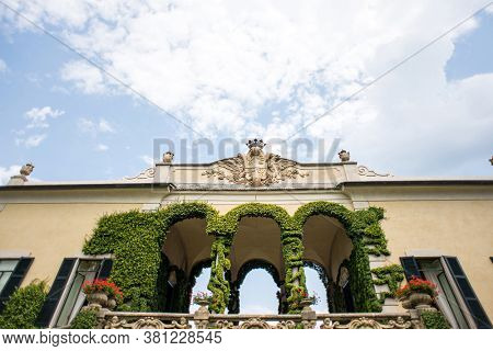 Villa Balbianello. Lake Como. Italy - July 19, 2019: Exteriors of Villa del Balbianello on lake Como. Italy.