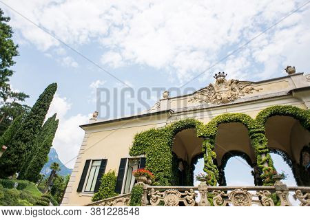 Villa Balbianello. Lake Como. Italy - July 19, 2019: Exteriors of Villa del Balbianello on lake Como. Italy.
