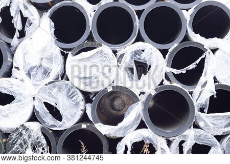 Black Plastic Pipes. Polypropylene Pipes For The Pipeline.