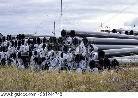 Black Plastic Pipes. Polypropylene Pipes For The Pipeline.