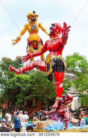 Ubud, Bali - March 04, 2011: Ogoh-ogoh Statues At The Ngrupuk Parade In Bali Island In Indonesia
