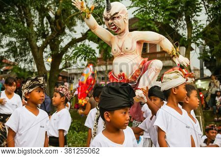 Ubud, Bali - March 04, 2011: Ogoh-ogoh Statues At The Ngrupuk Parade In Bali Island In Indonesia
