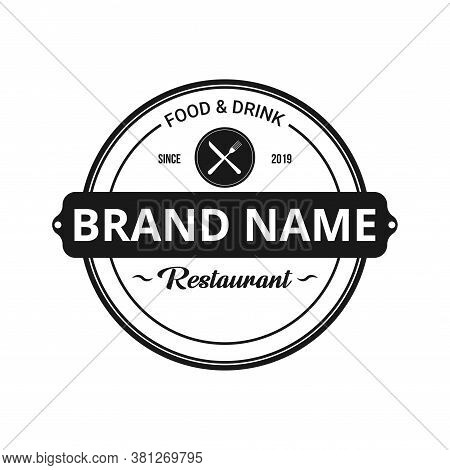 Restaurant Shop Design Element In Vintage Style For Logotype, Label, Badge And Other Design. Fork An