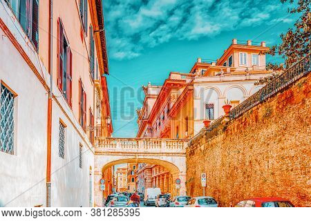 Rome, Italy- May 09, 2017:  Beautiful Landscape  Urban And Historical View Of The Rome, Street, Urba
