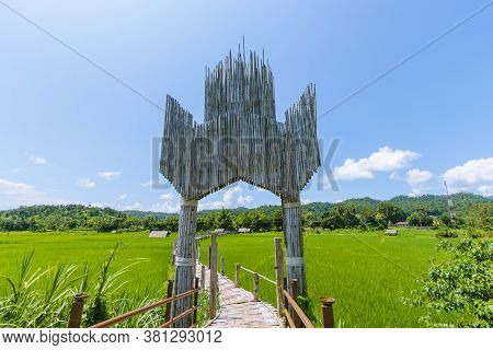 Rice Fields And Sutongpe Wooden Bridges, Mae Hong Son Province, Northern Thailand