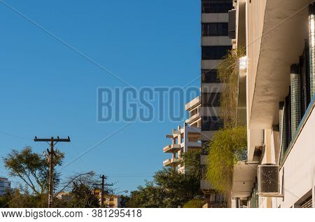 View Of The Set Of Three Residential Apartment Buildings In Vertical In The City Of Santa Maria, Rs,