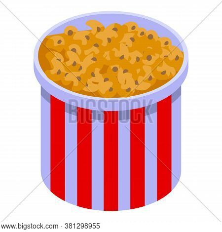Gluttony Popcorn Basket Icon. Isometric Of Gluttony Popcorn Basket Vector Icon For Web Design Isolat
